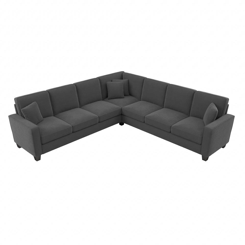 Bush Furniture Stockton 111inW L-Shaped Sectional Couch, Charcoal Gray Herringbone, Standard Delivery