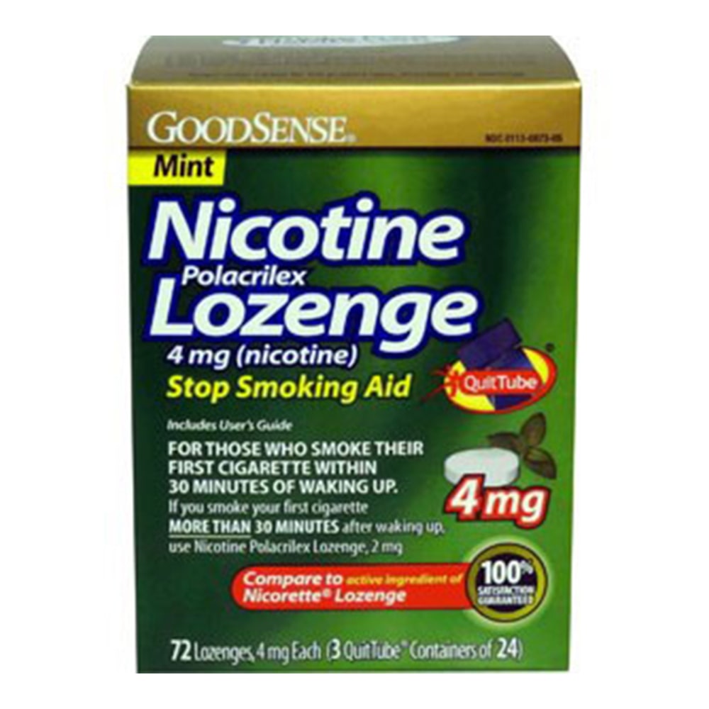GoodSense Nicotine Polacrilex Lozenge, 4mg (Nicotine), Box Of 72