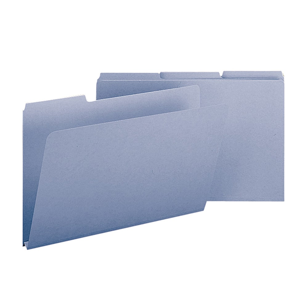 Smead 1/3-Cut Color Pressboard Tab Folders, Legal Size, 50% Recycled, Blue, Box Of 25