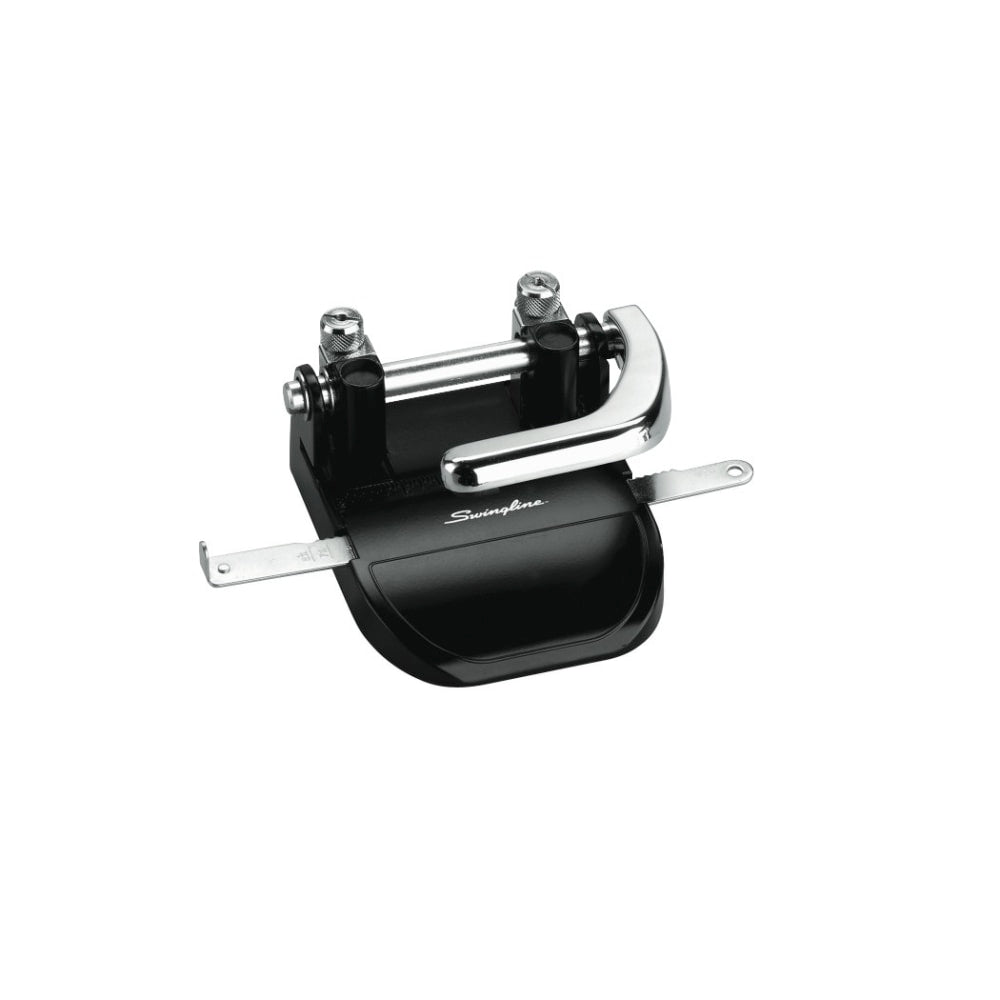 Swingline Heavy Duty 2-Hole Punch, 1/4in Hole Size, 40 Sheets - 2 Punch Head(s) - 40 Sheet Capacity - 1/4in Punch Size - Black, Chrome