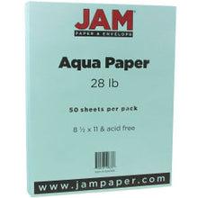 Load image into Gallery viewer, JAM Paper Color Multi-Use Printer &amp; Copy Paper, Aqua Blue, Letter (8.5in x 11in), 50 Sheets Per Pack, 28 Lb