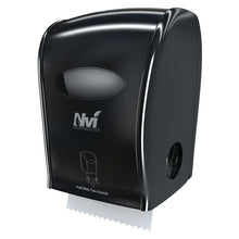 Load image into Gallery viewer, Solaris Paper LoCor Manual Hands-Free Roll Towel Dispenser, 15 5/8inH x 12 1/2inW x 9 7/16inD, Black