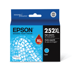 Epson 252XL DuraBrite Cyan Ultra-High-Yield Ink Cartridge, T252XL220-S