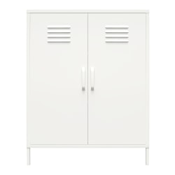 Ameriwood Home Mission District 2-Door 3-Shelf Metal Locker Storage Cabinet, 40inH x 31-1/2inW x 15-3/4inD, White