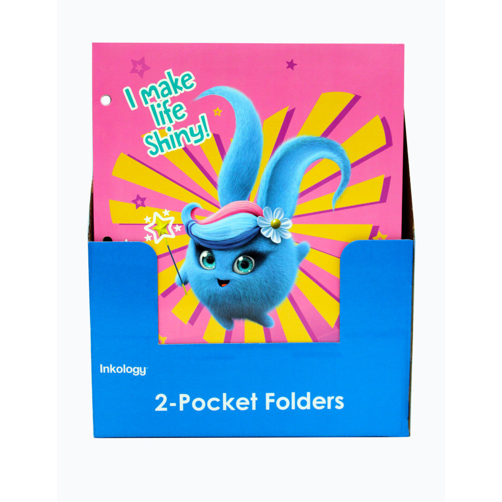 Inkology 2-Pocket Portfolios, Sunny Bunnies, 9-1/2in x 11-3/4in, Assorted Designs, Pack Of 24 Folders
