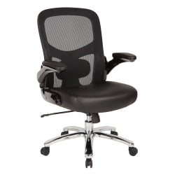 Office Star Big & Tall Bonded Leather Mid-Back Executive Chair, Black