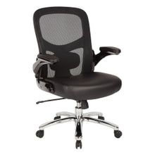 Load image into Gallery viewer, Office Star Big &amp; Tall Bonded Leather Mid-Back Executive Chair, Black
