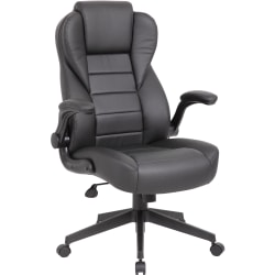 Boss Office Products Ergonomic LeatherPlus Bonded Leather High-Back Executive Chair, Black