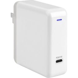4XEM USB-C 61W Fast Charging Quick Charge 3.0 Wall Charger - 1 Pack - 61 W - 120 V AC, 230 V AC Input - 3.6 V DC/3 A, 12 V DC, 5 V DC, 9 V DC, 15 V DC, 20 V DC, 20.3 V DC Output - White