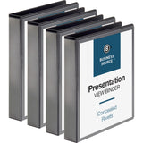 Business Source Standard View Round Ring Binders, 1 1/2in Ring, 8 1/2in x 11in, Black, Pack Of 4