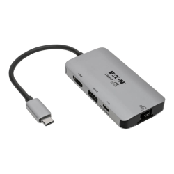 Eaton Tripp Lite Series USB C Multiport Adapter Converter w/ 4K HDMI Gigabit Ethernet Port & USB-A Hub, Thunderbolt 3 Compatible PD Charging - Docking station - USB-C 3.1 / Thunderbolt 3 - HDMI - 1GbE