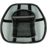 QVS Premium Ergonomic Lumbar Back Support with Large Massage Pad - Strap Mount - Black, Gray - Mesh Fabric, Steel