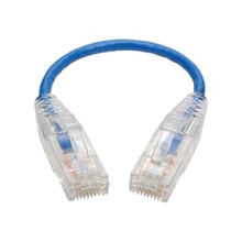 Load image into Gallery viewer, Tripp Lite Cat6 UTP Patch Cable (RJ45) - M/M, Gigabit, Snagless, Molded, Slim, Blue, 8 in. - First End: 1 x RJ-45 Male Network - Second End: 1 x RJ-45 Male Network - 1 Gbit/s - Patch Cable - Gold Plated Contact - 28 AWG - Blue
