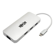 Load image into Gallery viewer, Tripp Lite USB C Docking Station w/ USB-A Hub, 2x HDMI, VGA, PD Charging 1080p @ 60 Hz, Silver USB Type C, USB-C, USB Type-C Thunderbolt 3 Compatible - Docking station - USB-C 3.1 / Thunderbolt 3 - VGA, 2 x HDMI
