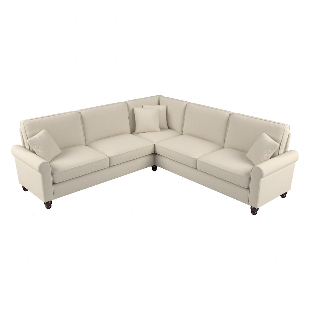 Bush Furniture Hudson 99inW L-Shaped Sectional Couch, Cream Herringbone, Standard Delivery