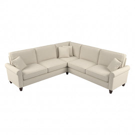 Bush Furniture Hudson 99inW L-Shaped Sectional Couch, Cream Herringbone, Standard Delivery