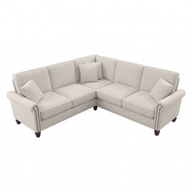 Bush Furniture Coventry 87inW L-Shaped Sectional Couch, Light Beige, Standard Delivery