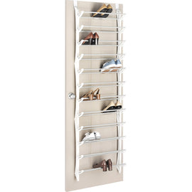 Whitmor Display Rack - 36 x Shoes - 74.5in Height x 22in Width x 7.5in Depth - Durable, Non-slip - White - Resin, Steel