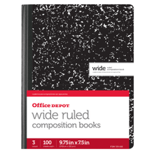 Load image into Gallery viewer, Office Depot Brand Composition Book, 7-1/2in x 9-3/4in, Wide Ruled, 100 Sheets, Black/White, Pack of 3