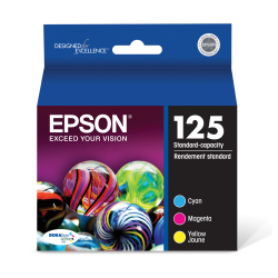 Epson 125 DuraBrite Ultra Cyan, Magenta, Yellow Ink Cartridges, Pack Of 3, T125520-S