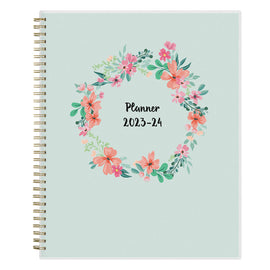 2023-2024 Blue Sky Laurel Frosted Polypropylene Weekly/Monthly Academic Planner, 8-1/2in x 11in, Mint Green, July 2023 to June 2024, 131947-A