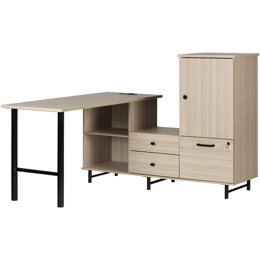 South Shore Zelia 61inW L-Shaped Computer Desk, Soft Elm