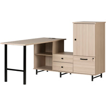 Load image into Gallery viewer, South Shore Zelia 61inW L-Shaped Computer Desk, Soft Elm