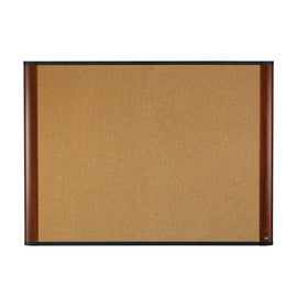 3M Cork Bulletin Board, 48in x 72in, Aluminum Frame With Mahogany Finish