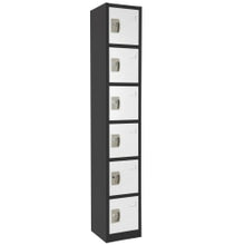 Load image into Gallery viewer, Alpine 6-Tier Steel Lockers, 72inH x 12inW x 12inD, Black/White, Pack Of 4 Lockers