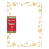 Geo Studios Holiday-Themed Foiled Letterhead Paper, Letter Size, Gold Snowflake, Pack Of 40 Sheets