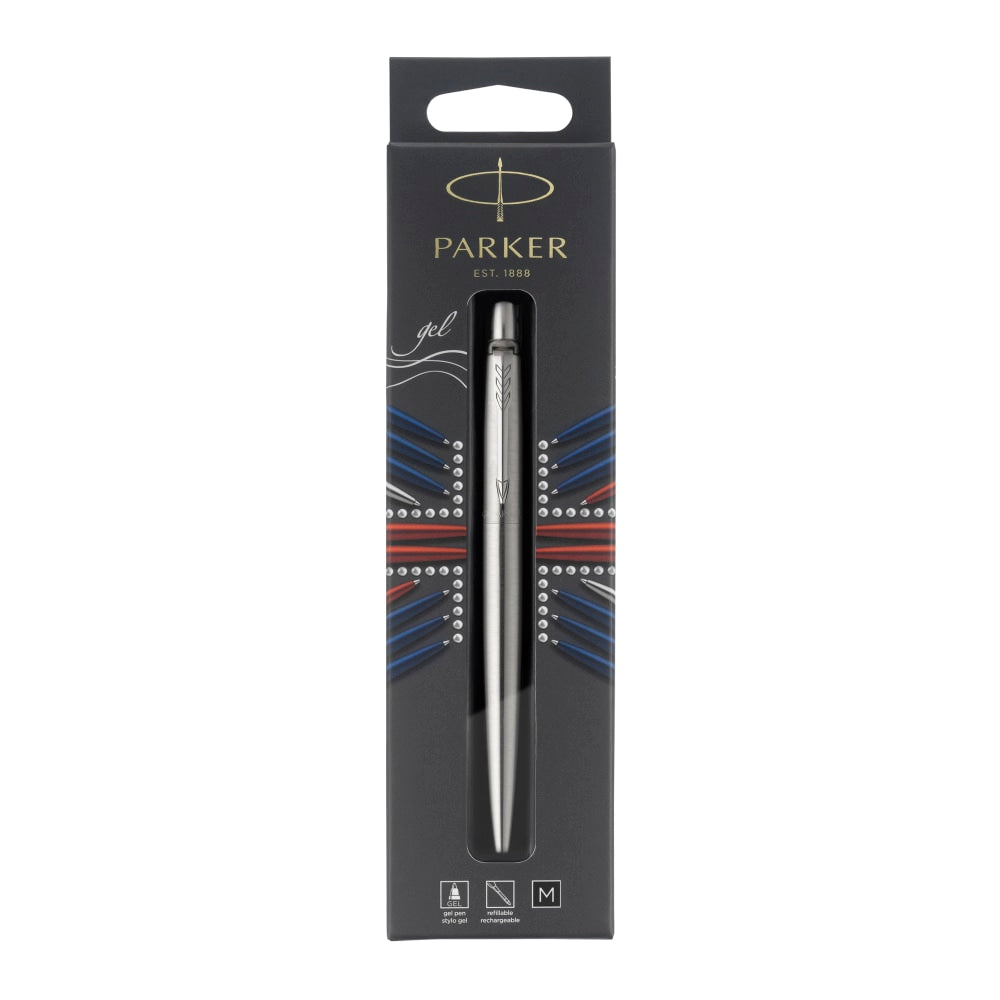 Parker Jotter Gel Pen, Medium Point, 0.7 mm, Stainless-Steel/Chrome Barrel, Black Ink