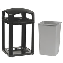 Load image into Gallery viewer, Rubbermaid Commercial Landmark Series Square Plastic Dome-Top Waste Container, With Ashtray, 35 Gallons, Sable