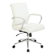 Load image into Gallery viewer, Office Star Dillon Ergonomic Fabric Mid-Back Manager&#39;s Chair, Snow/Chrome