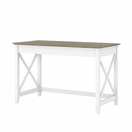 Bush Furniture Key West 48inW Writing Desk, Shiplap Gray/Pure White, Standard Delivery
