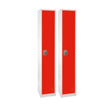 Load image into Gallery viewer, Alpine 1-Tier Steel Lockers, 72inH x 12inW x 12inD, Red, Set Of 2 Lockers