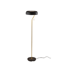 Load image into Gallery viewer, Adesso Timothy Floor Lamp, 51-1/2inH, Black Shade/Black And Antique Brass Base