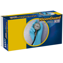 Kleenguard G10 Blue Nitrile Gloves - Small Size - Nitrile, Synthetic - Blue - Textured, Ambidextrous, Powder-free, Beaded Cuff, Non-sterile, Chlorinate, Durable - For Food Handling - 100 / Box