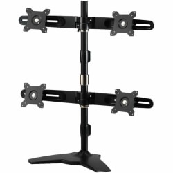 Amer Mounts Stand Based Quad Monitor Mount for four 15in-24in LCD/LED Flat Panel Screens - Supports up to 17.6lb monitors, +/- 20 degree tilt, and VESA 75/100