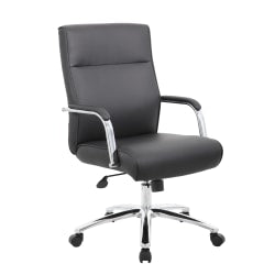 Boss Office Products Modern Executive Conference Ergonomic Chair, Caressoft Vinyl, Black/Chrome