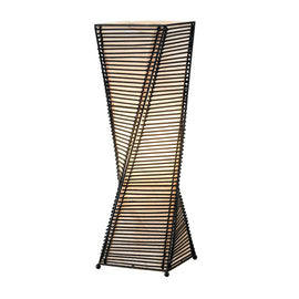 Adesso Stix Table Lantern, 24-1/2in H, Black Base/Natural Beige Shade