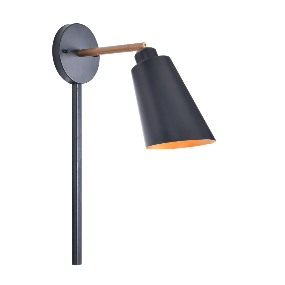 Kenroy Home Alvar 1-Light Sconce Lamp, 11-3/4inW, Matte Black/Antique Brass