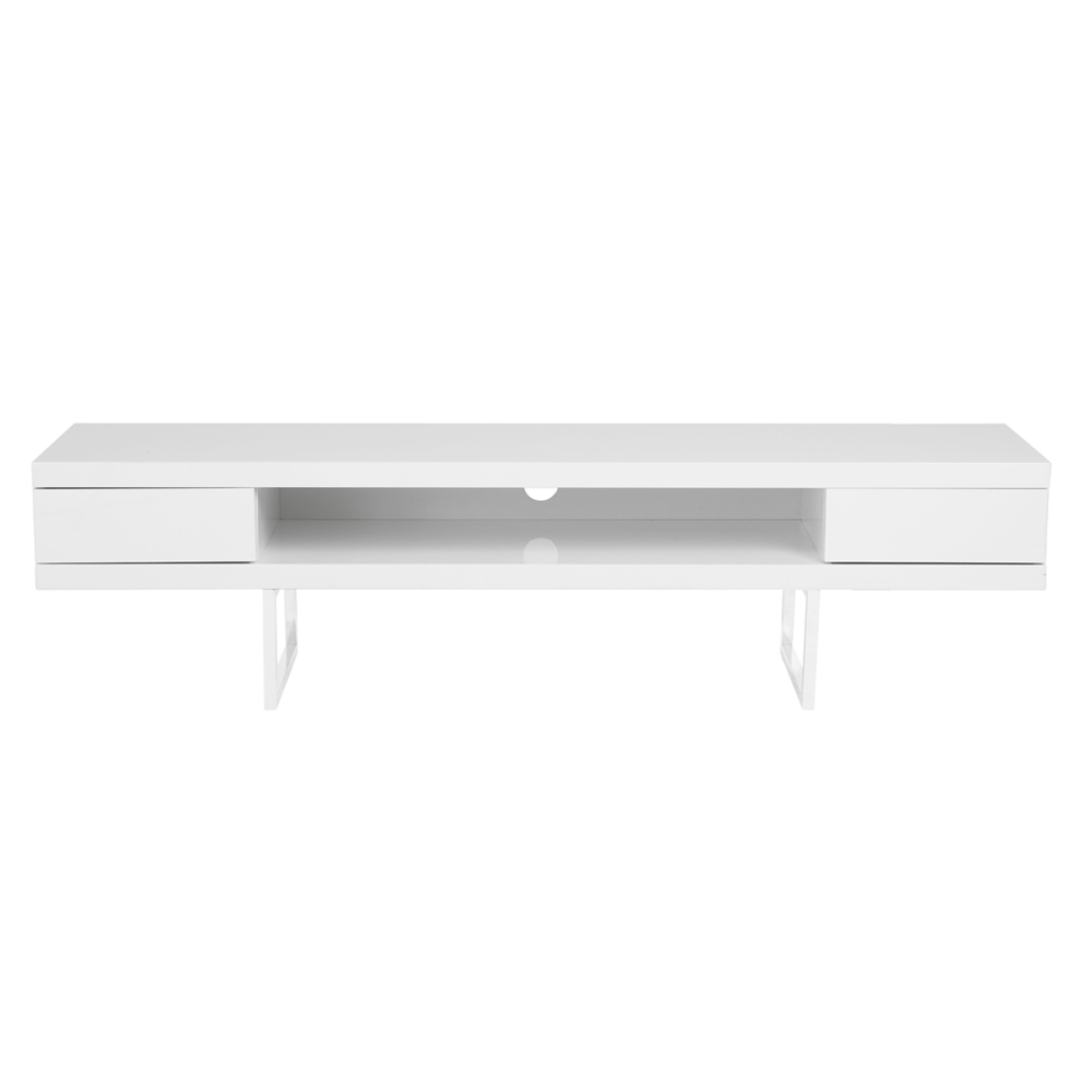Eurostyle Miranda Media Stand, 16-1/5inH x 63inW x 15-4/5inD, High Gloss White/White
