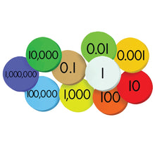 Load image into Gallery viewer, Sensational Math 10-Value Jumbo Magnetic Place Value Demonstration Discs Set, Assorted Colors, Grade 1 - 6