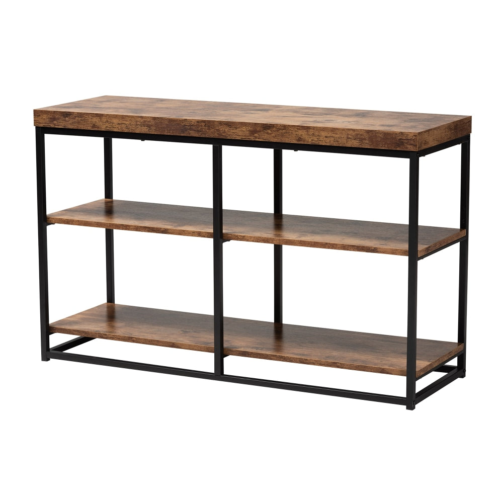 Baxton Studio Bardot Modern Industrial 3-Tier Console Table, 29-1/2inH x 47-1/4inW x 15-3/4inD, Walnut Brown