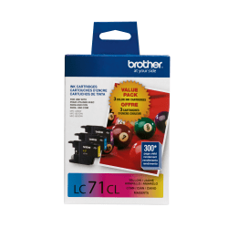 Brother LC71 Cyan, Magenta, Yellow Ink Cartridges, Pack Of 3, LC713PKS