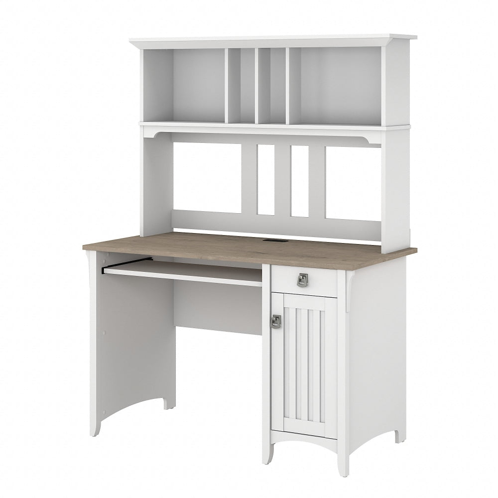 Bush Furniture Salinas 48inW Computer Desk With Hutch, Shiplap Gray/Pure White, Standard Delivery