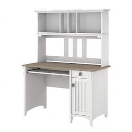 Bush Furniture Salinas 48inW Computer Desk With Hutch, Shiplap Gray/Pure White, Standard Delivery