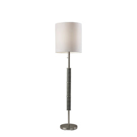 Adesso Vanessa Floor Lamp, 63inH, White Shade/Brushed Steel Base