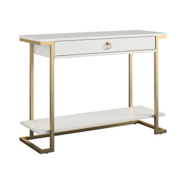 Ameriwood Home Camila Console Table, 30inH x 41-5/8inW x 14-3/4inD, Gold/White