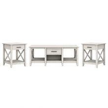 Load image into Gallery viewer, Bush Furniture Key West Coffee Table With Set Of 2 End Tables, Linen White Oak, Standard Delivery